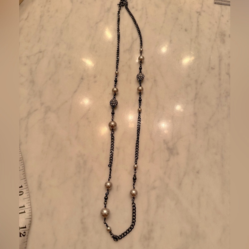 J. Crew black chain embellished long necklace